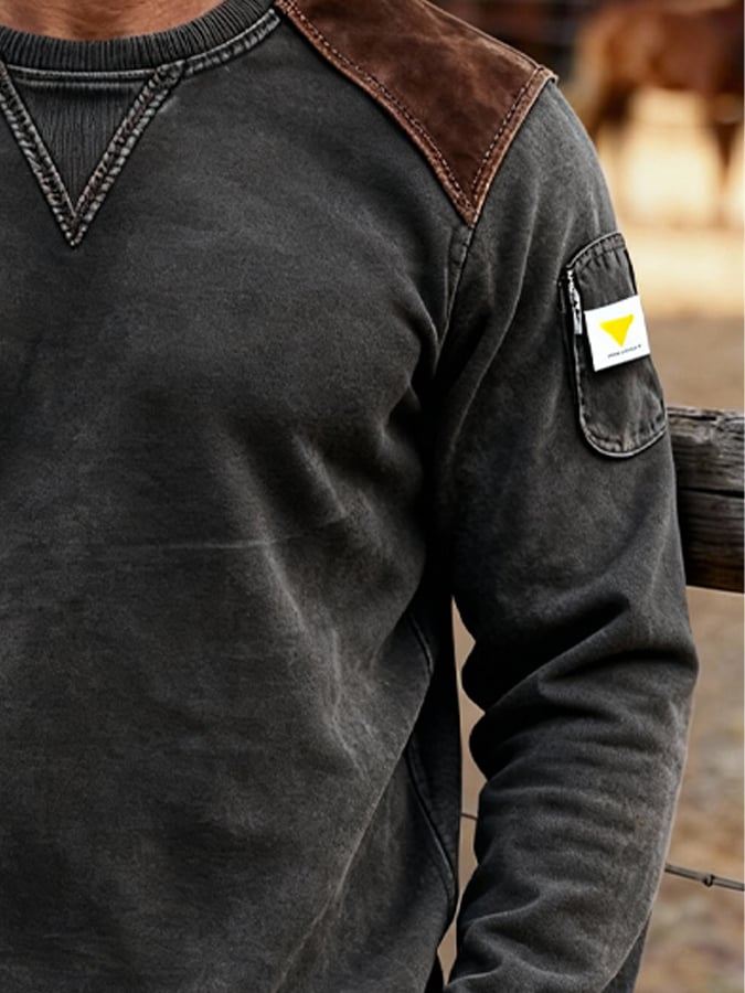 Sudadera vintage Comfort Henley para hombre