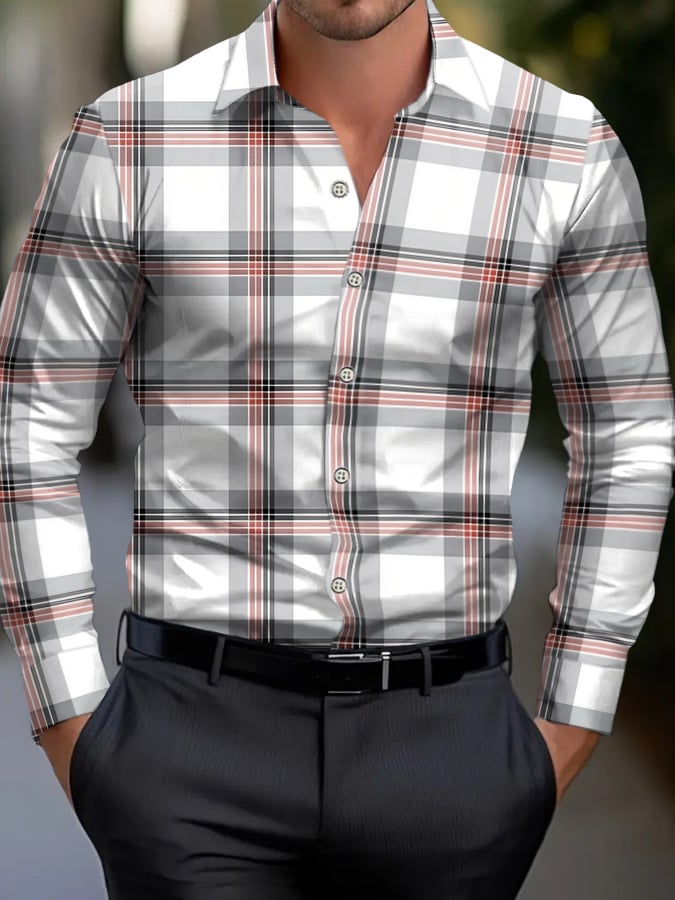 Camisa Check diseño estampado ejecutivo para hombre