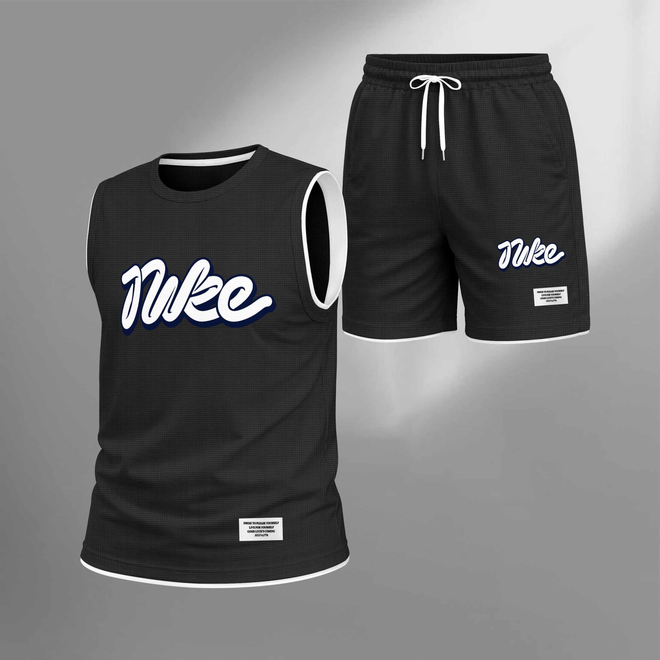 Shorts Graphic Letter Summer Set Sleeveless Tank Top & Matching Outfit, Lightweight casual Streetwear Athletic Set for Everyday & Holiday para hombre