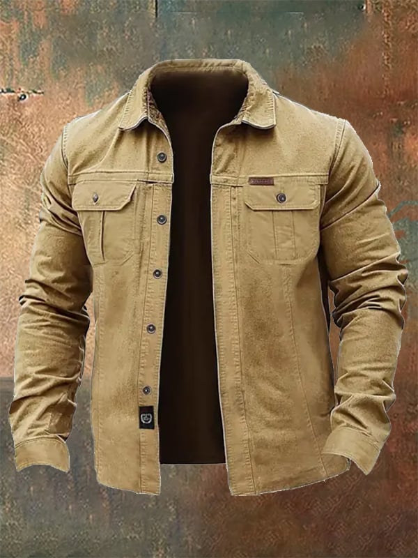 Chaqueta vintage para exterior Multi-bolsillo para hombre