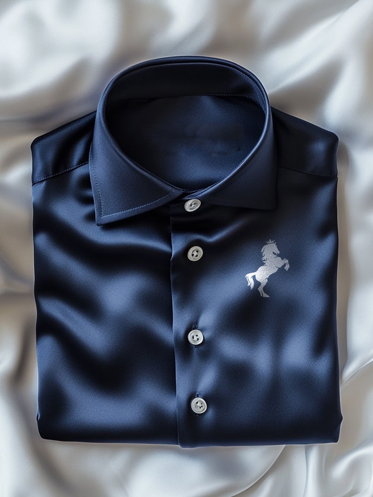 Camisa ejecutivo casual Logo solapa de manga corta para hombre