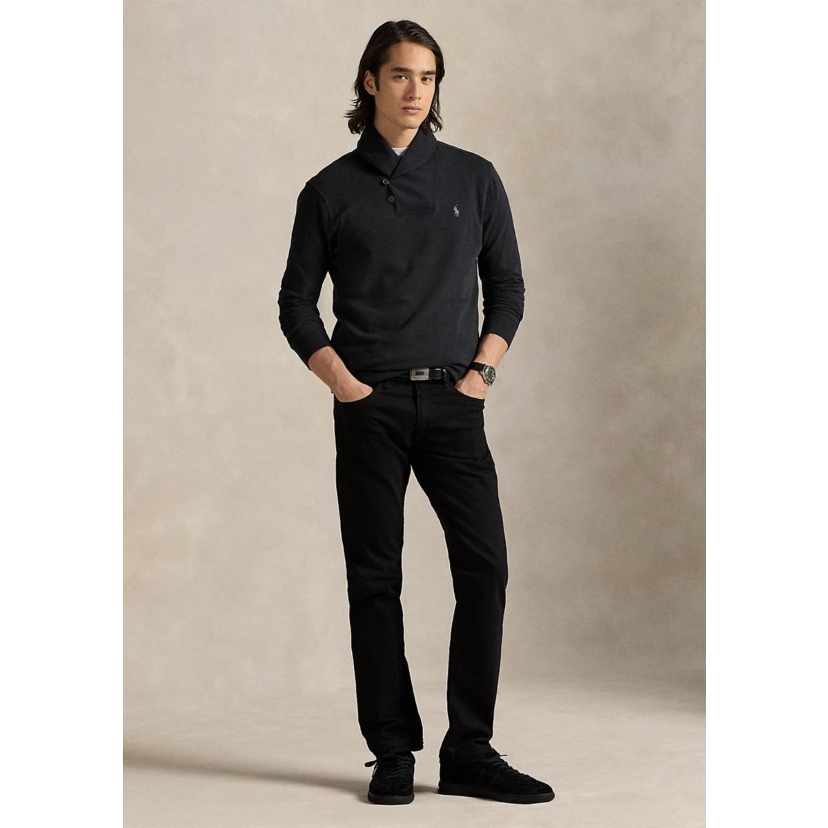 Luxury Jersey Shawl-Collar Pullover - 4