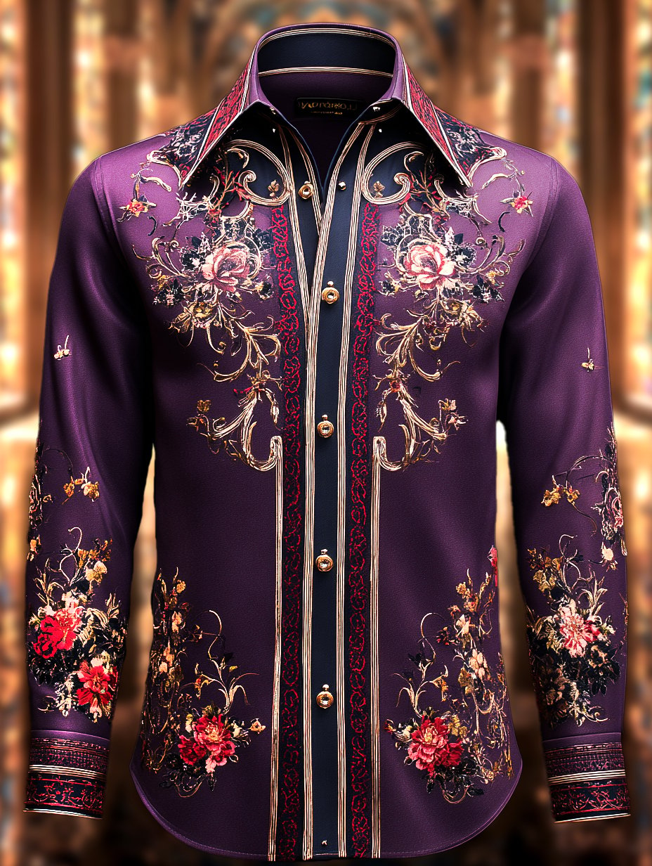Camisa satén Luxe de manga larga con botones para hombre