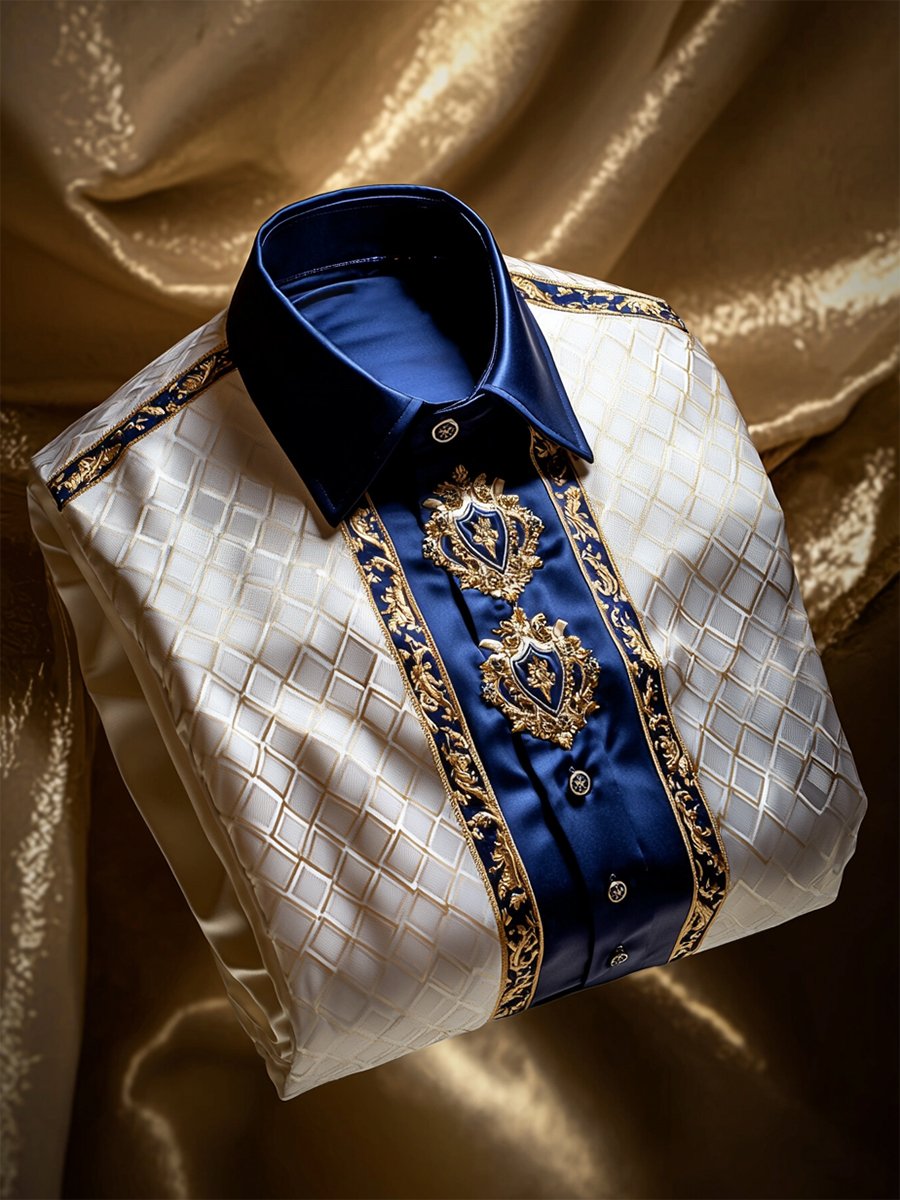 Camisa satén Luxe de manga larga con botones para hombre