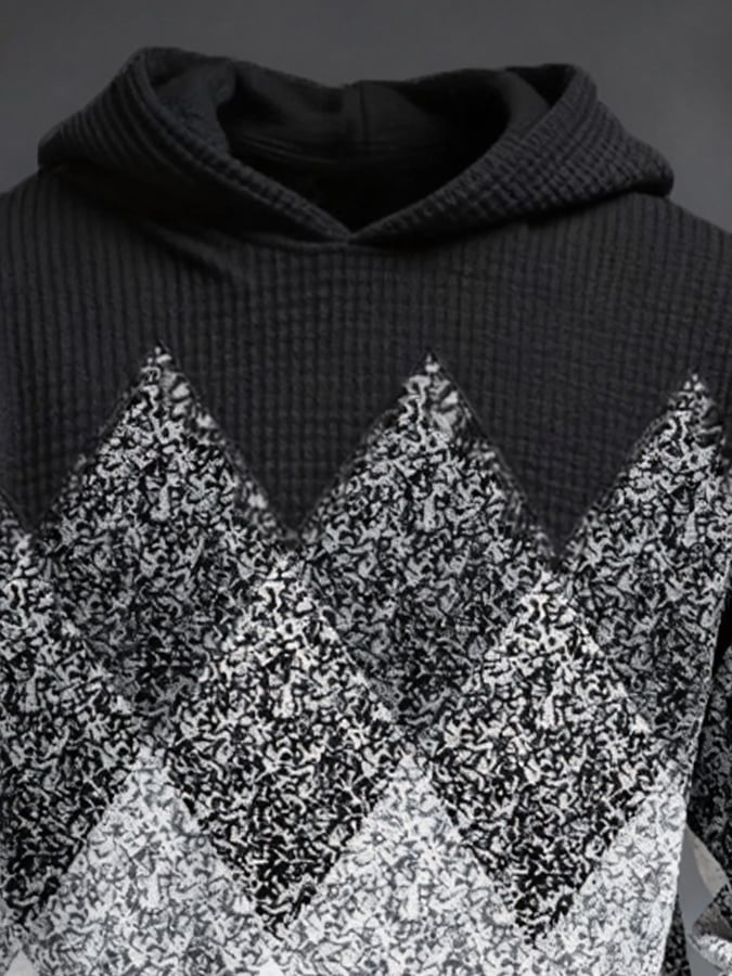 Sudadera retro en bloques de color estampado cierre para hombre