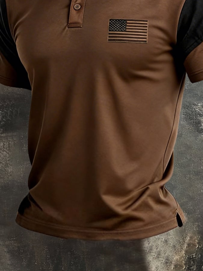 Camiseta retro Color-Block "Patriot" Polo para hombre