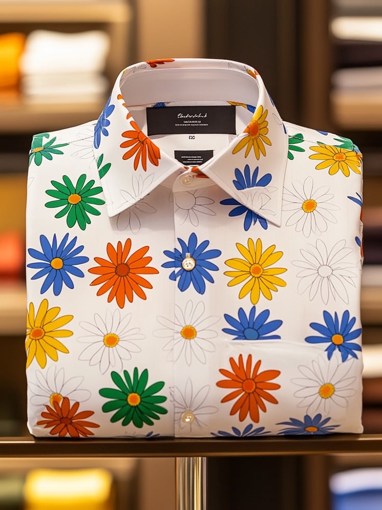 Camisa casual estampado de manga larga para hombre
