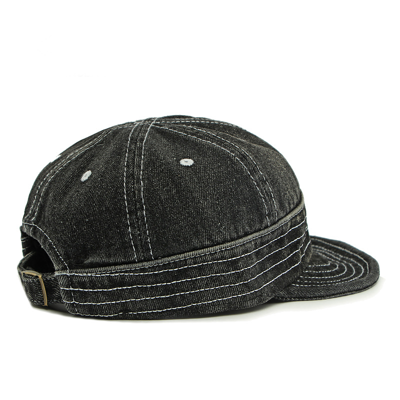 Retro Washed Denim suave Brim Contrast Stitching Baseball Cap para hombre