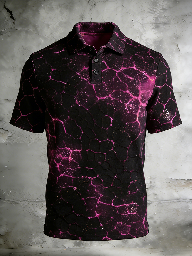Moisture Wicking 3D degradado Abstract geométrico de manga corta Golf Polo