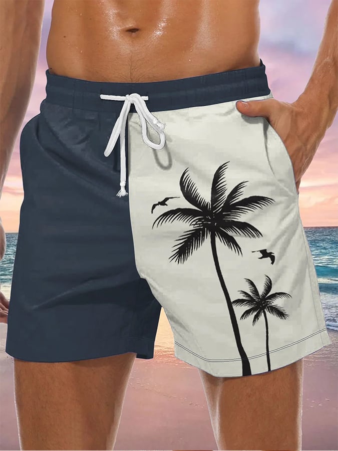 Shorts Hawaiian Coconut Tree estampado casual para hombre