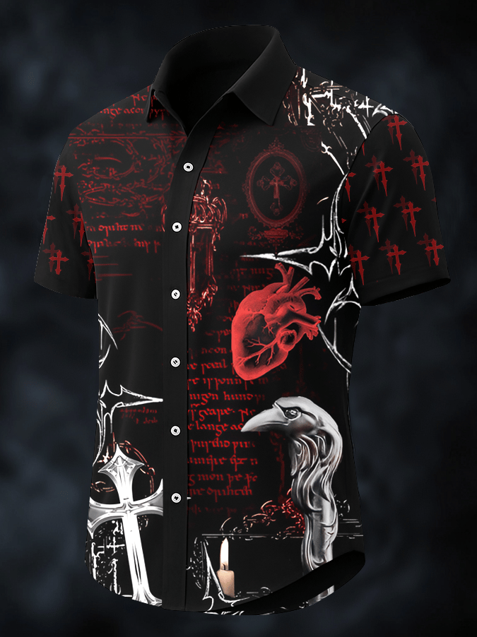 Camisa Dark Skull estampado vintage casual para hombre