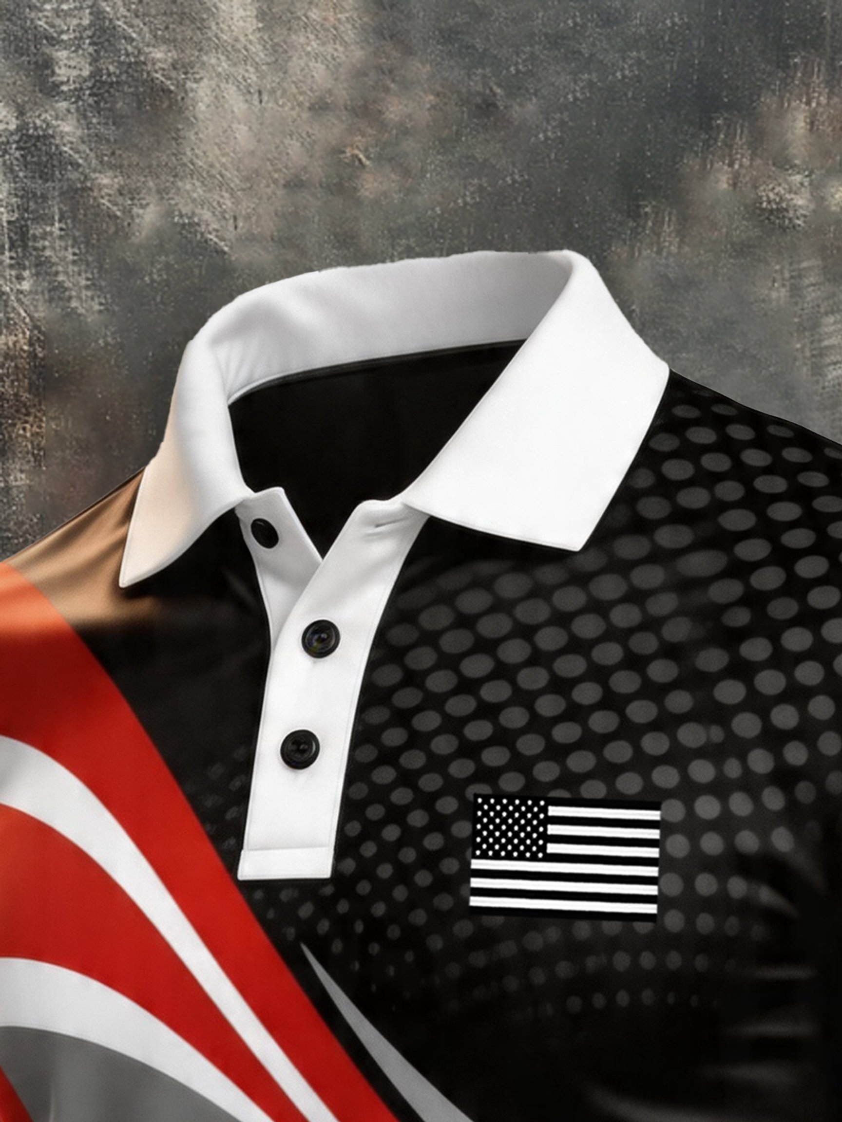 Camisa polo retro Patriotic Color-Block de manga corta para hombre