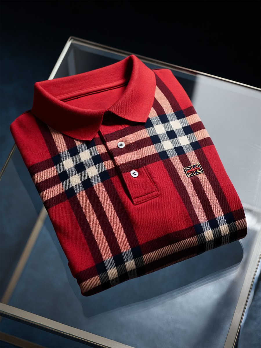 Camisa polo ejecutivo casual Union Jack Button de manga corta para hombre
