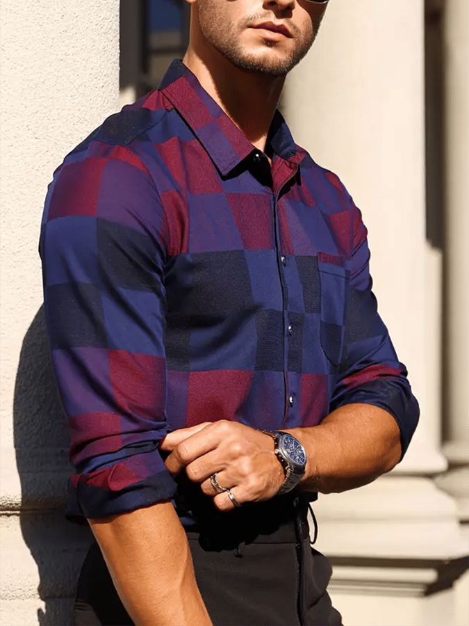 Camisa a cuadros ejecutivo casual para hombre