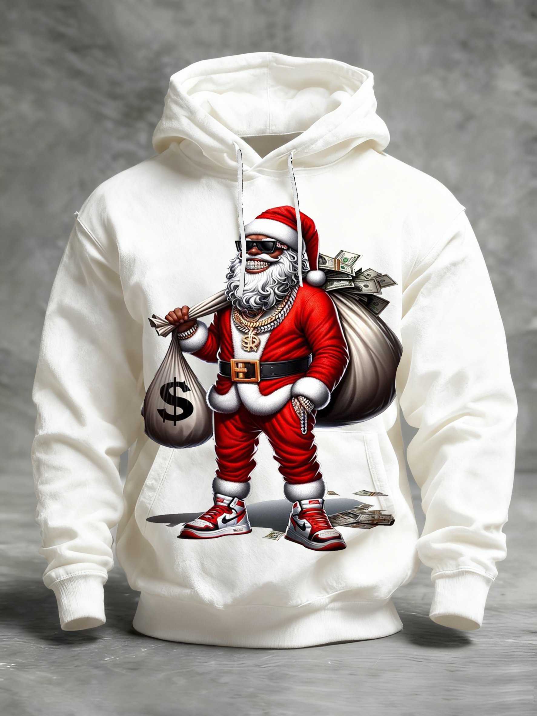 Sudadera African American Christmas estampado cuello redondo Hooded para hombre