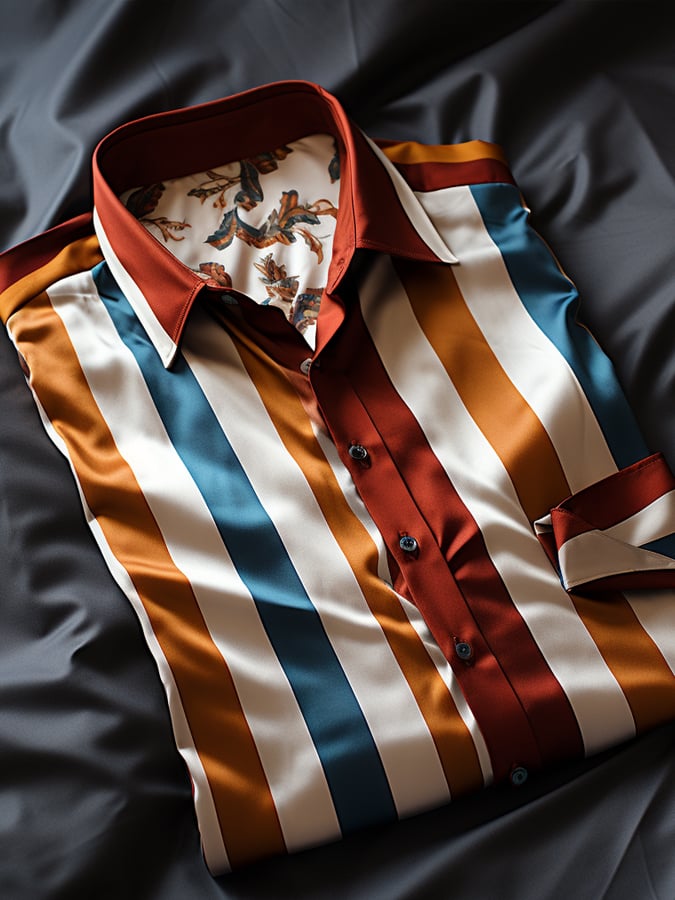 Camisa elegante Romantic a rayas de manga larga para hombre