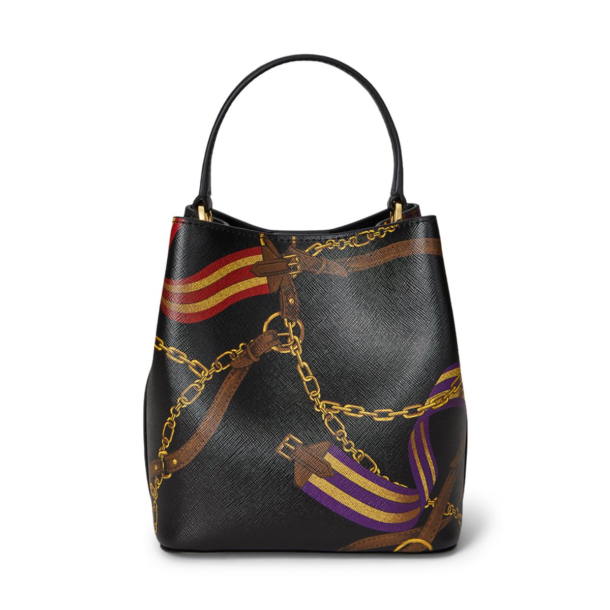 Belting-Print Small Reese Bucket Bag - 4