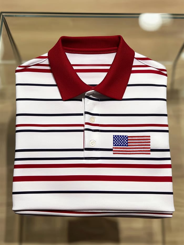 Camisa polo American Flag Independence Day estampado casual para hombre