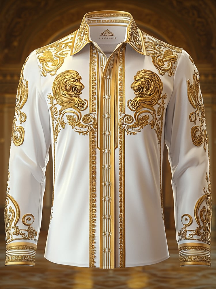Camisa satén Luxe de manga larga con botones para hombre