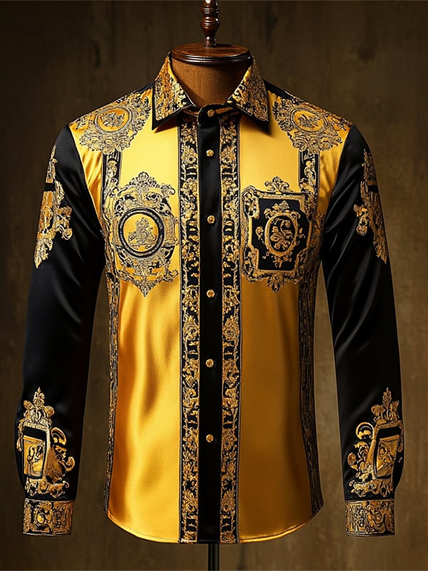 Camisa satén Luxe de manga larga con botones para hombre