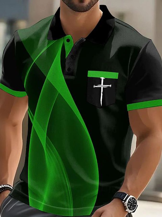 Camisa polo Faith Cross estampado casual (With bolsillos) para hombre