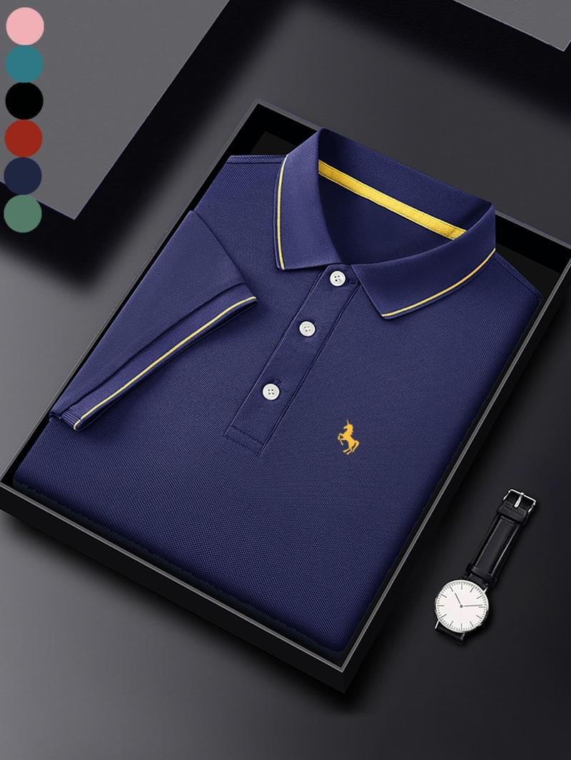 Camisa polo ejecutivo casual Logo Button de manga corta para hombre