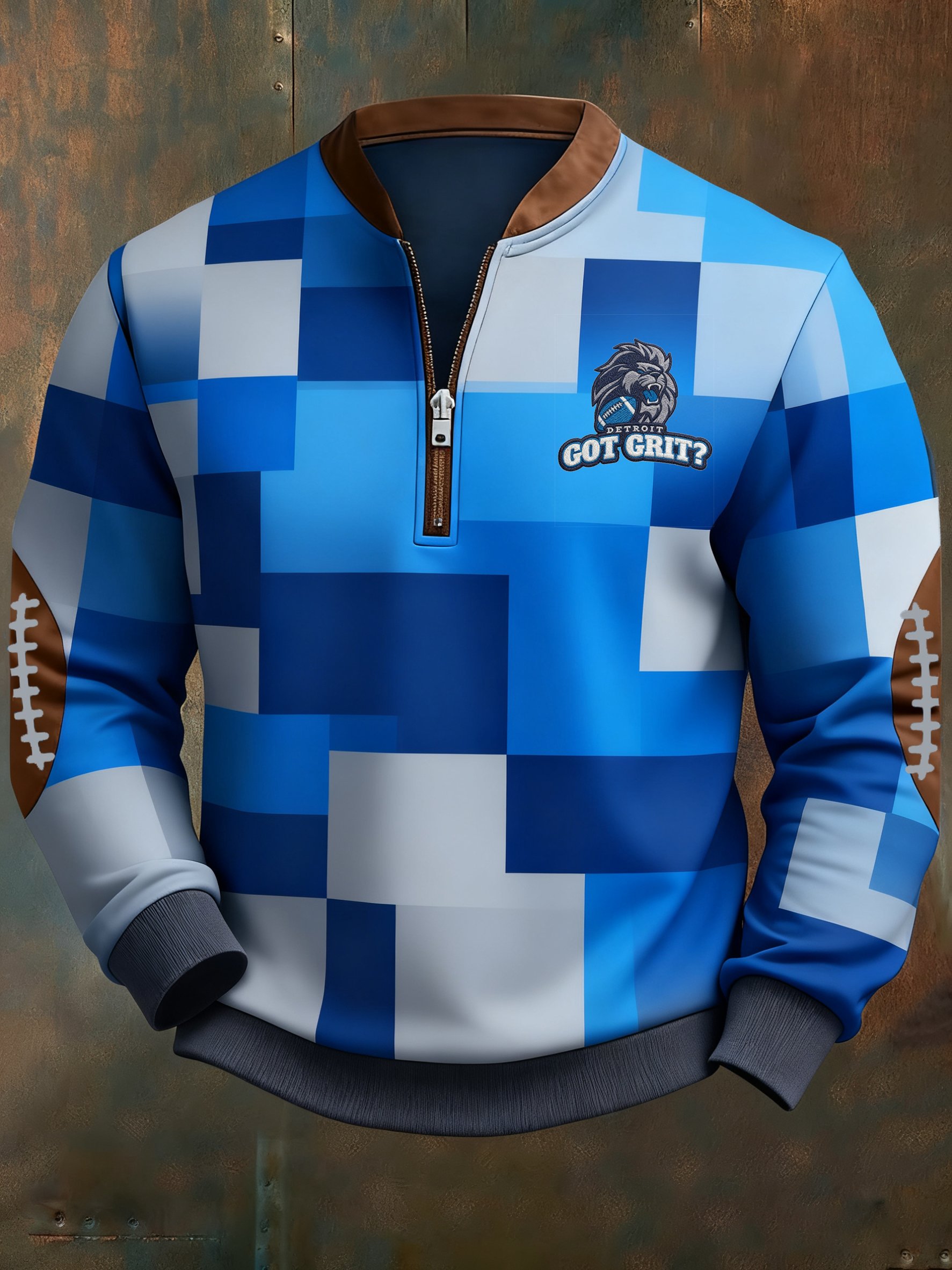 Sudadera Football geométrico en bloques de color estampado para hombre