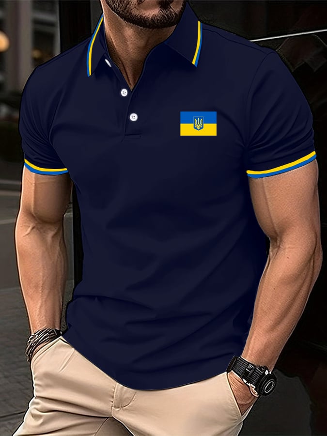Camisa polo elegantee Contrast Color Ukrainian para hombre