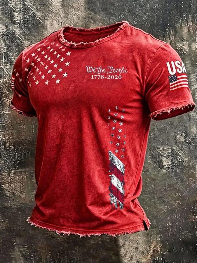 Camiseta Independence Day We The People 1776-2026 estampado casual para hombre