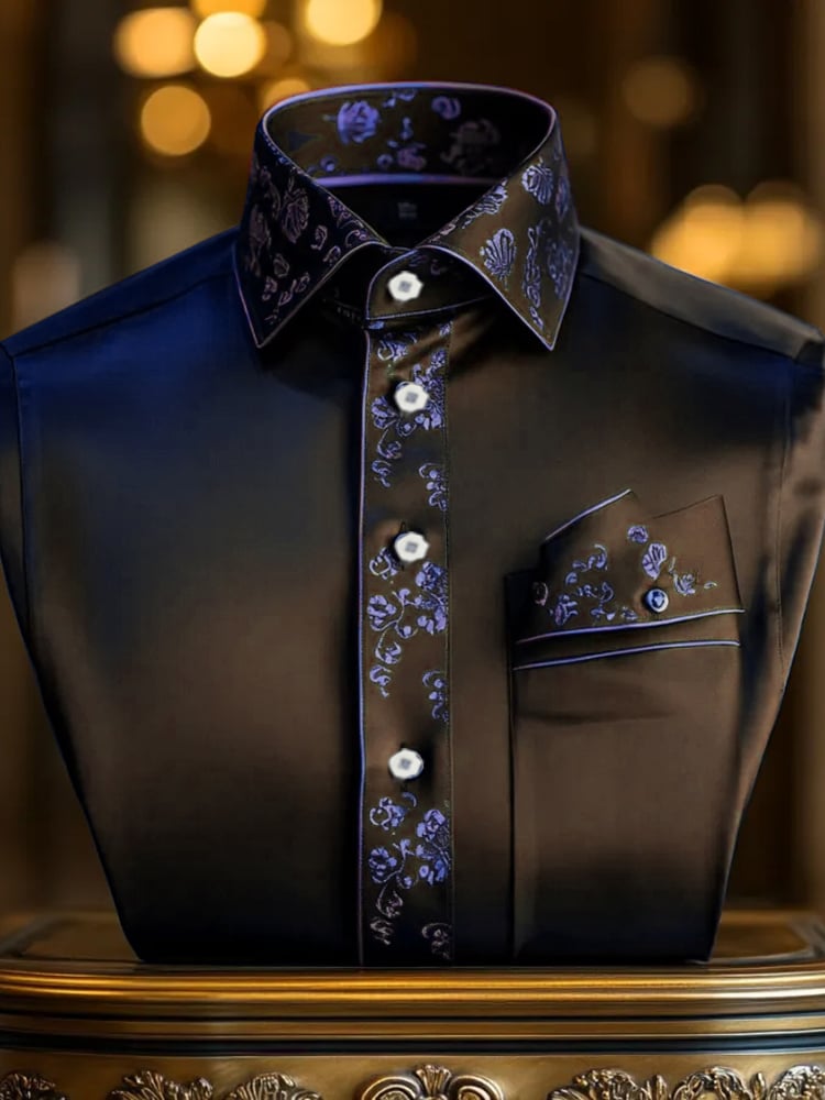 Camisa seda ejecutivo de lujo de manga larga para hombre