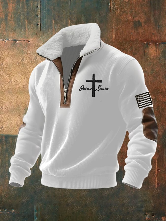 Sudadera Faith Art estampado cierre para hombre