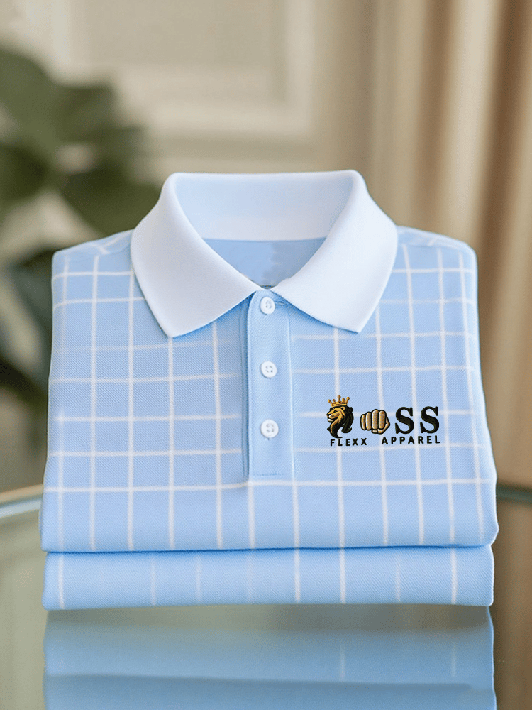 Camisa polo ejecutivo casual estampado de manga corta para hombre