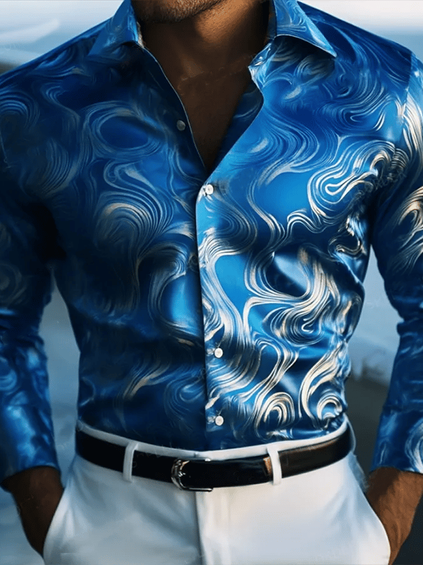Camisa vintage estampado de manga larga para hombre