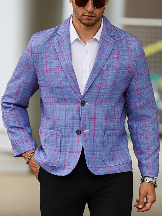 Chaqueta vintage Single-Breasted a cuadros Gentleman's ejecutivo Suit para hombre