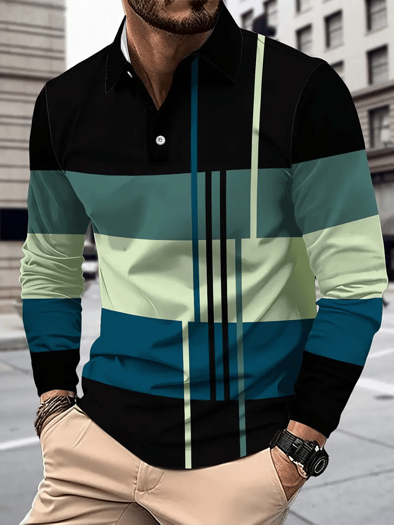 Ejecutivo casual a rayas con botones Polo para hombre