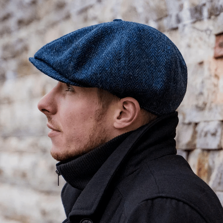 Gorras PEAKED - HARRIS TWEED Genuine Scottish Harris Tweed 8 Panels Man gorras Blue