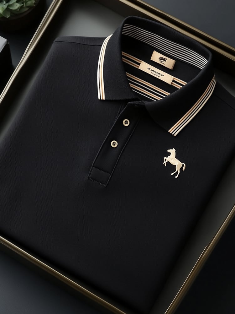 Camisa polo clásico ejecutivo Logo Button de manga corta para hombre