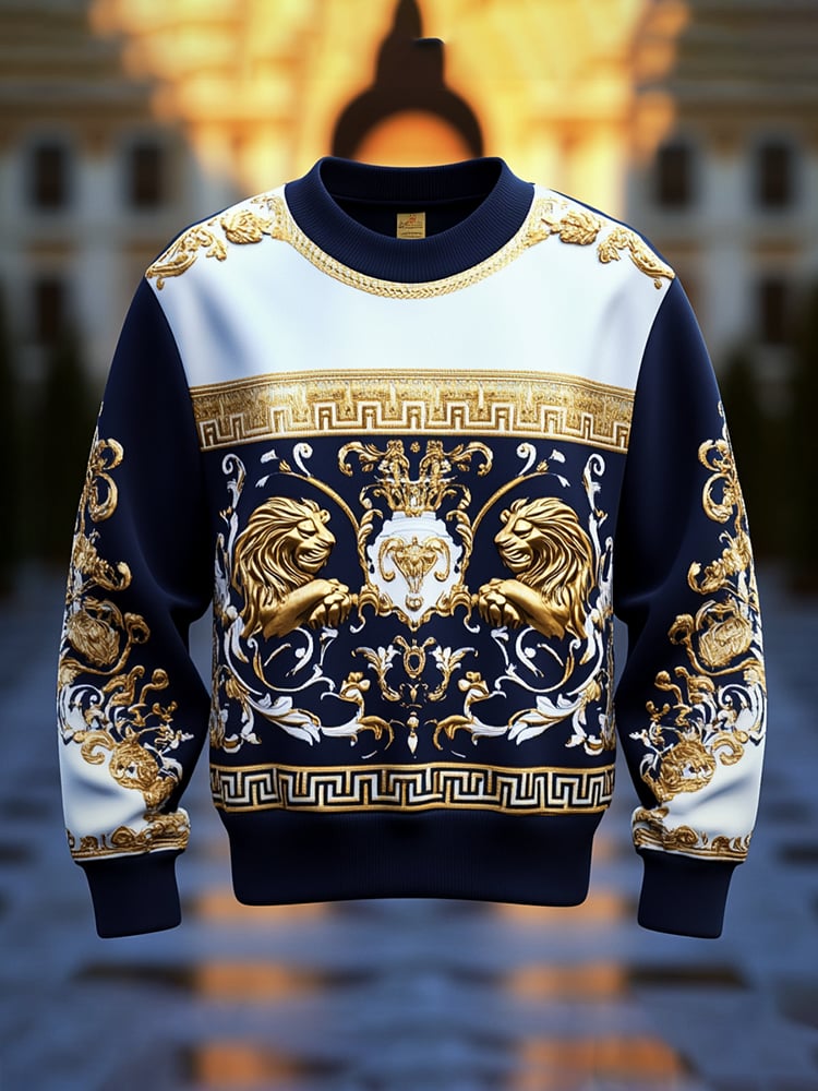 Sudadera de lujo estampado cuello redondo para hombre