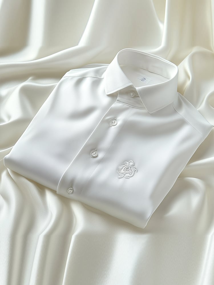 Camisa ejecutivo casual solapa Logo de manga corta para hombre