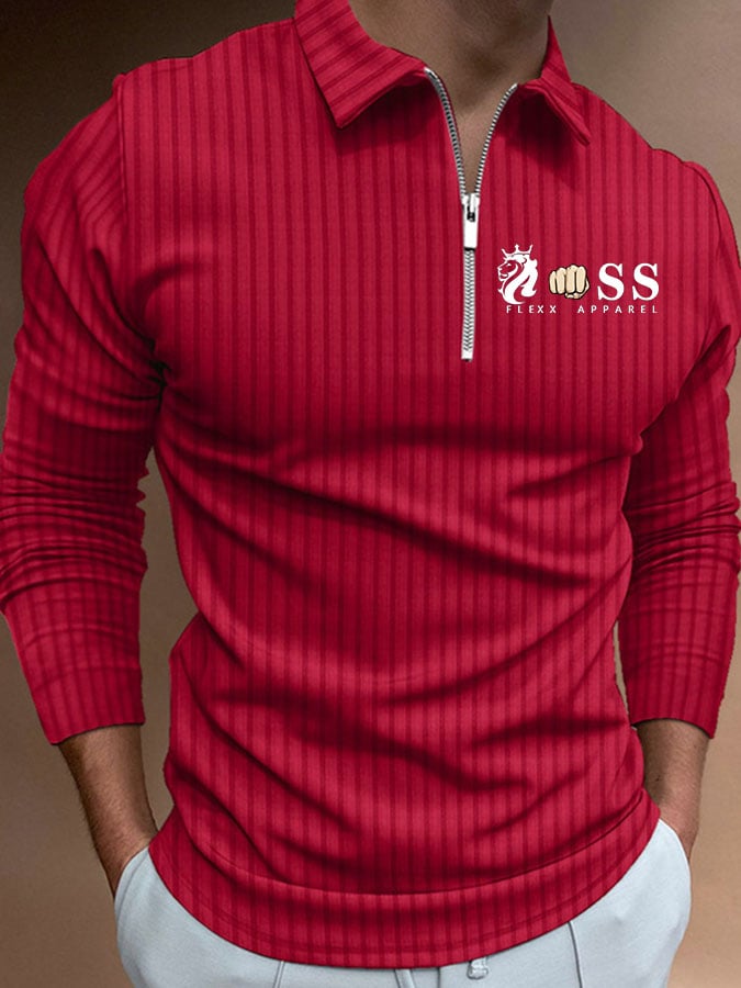 Camisa polo Letter rayas estampado Pullover casual para hombre