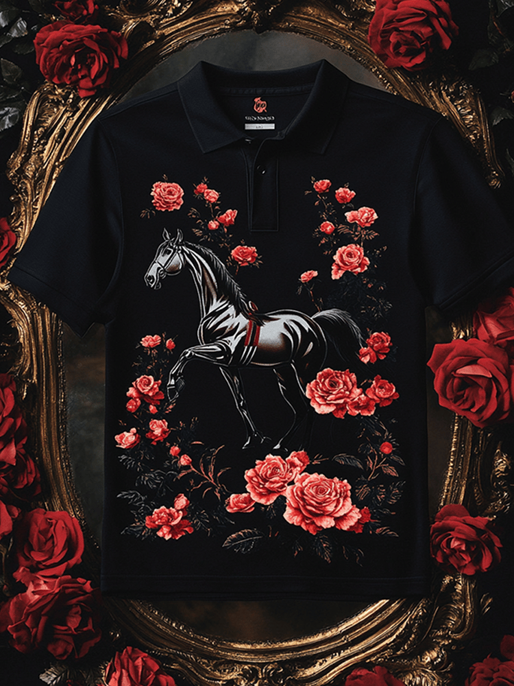 Camiseta Horse Racing de manga corta Polo para hombre