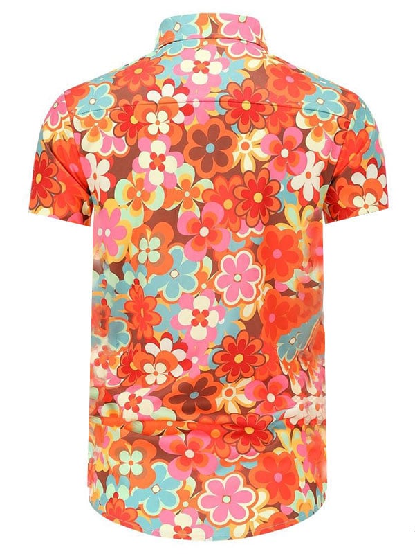 Camisa Beach Vacation floral de manga corta para hombre