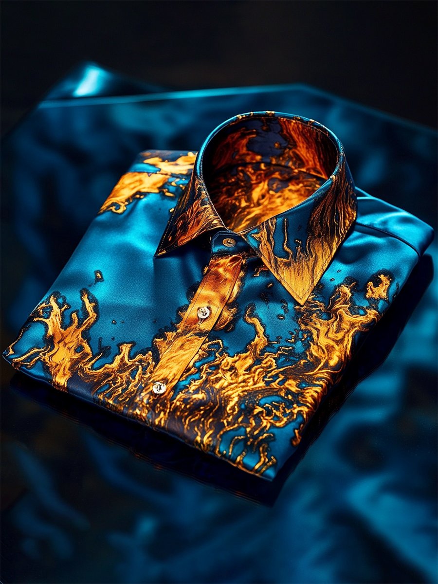 Camisa satén Luxe de manga larga con botones para hombre
