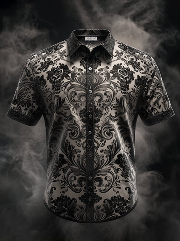 Camisa Dark Gothic Skull diseño de manga corta para hombre