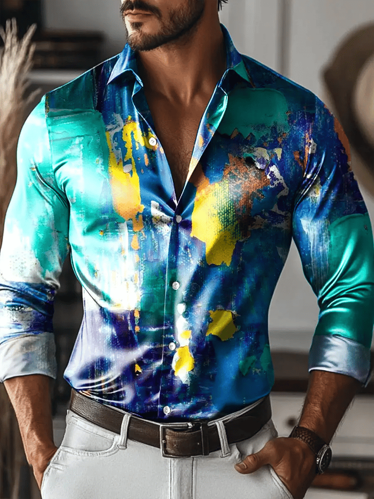 Camisa vintage de manga larga para hombre