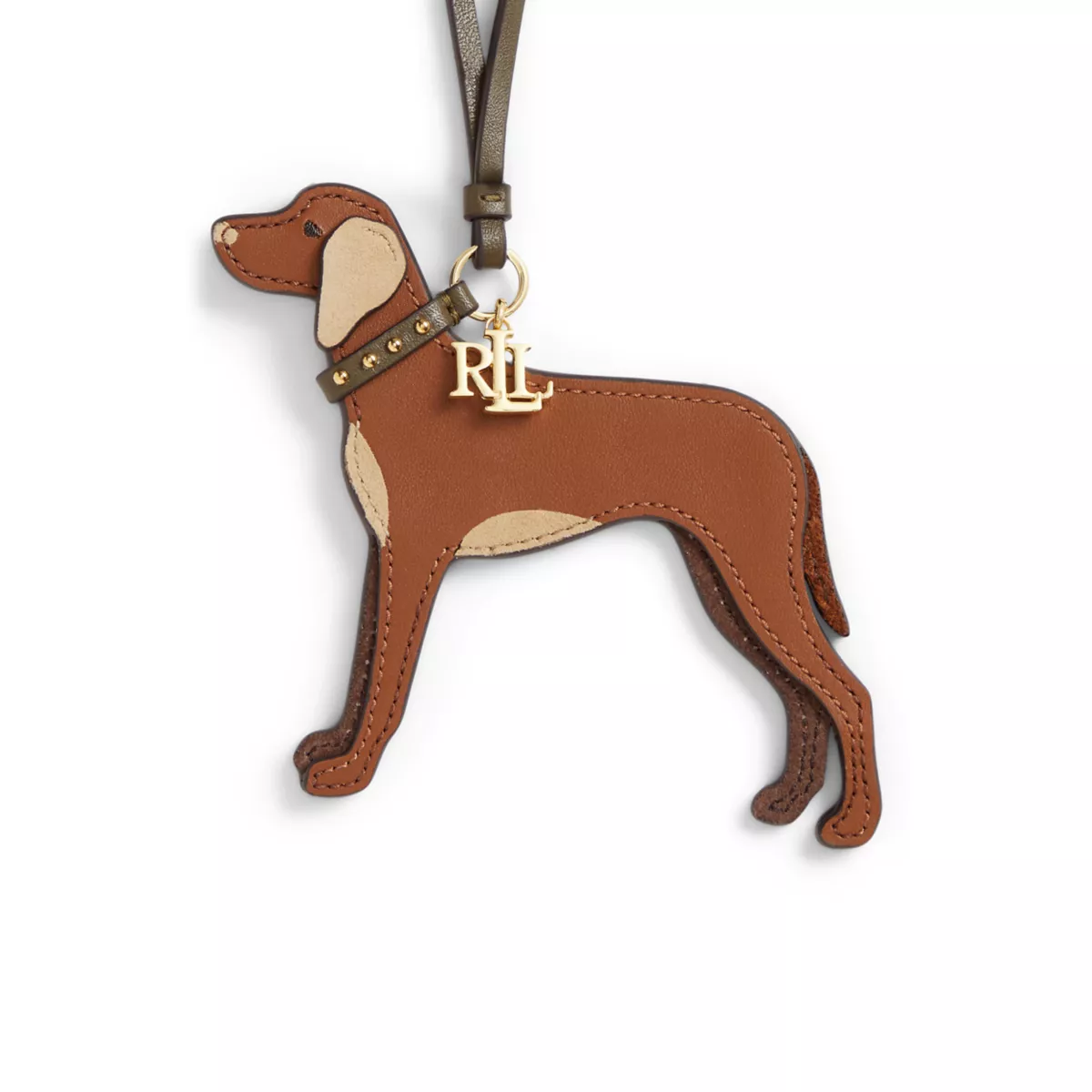 Suede-Trim Leather Vizsla Charm - 3