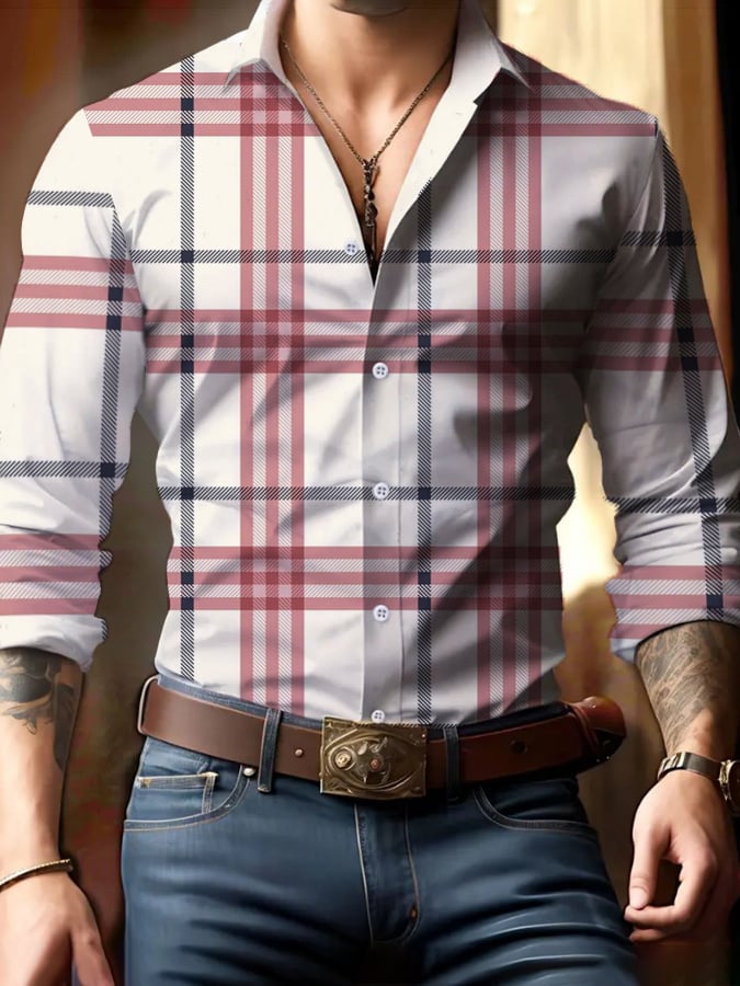 Casual ejecutivo Checkered Princamiseta para hombre