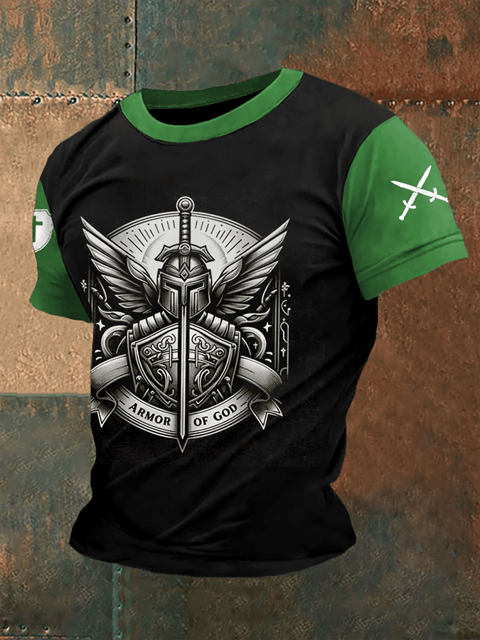 Armor Of God estampado casual Tee para hombre
