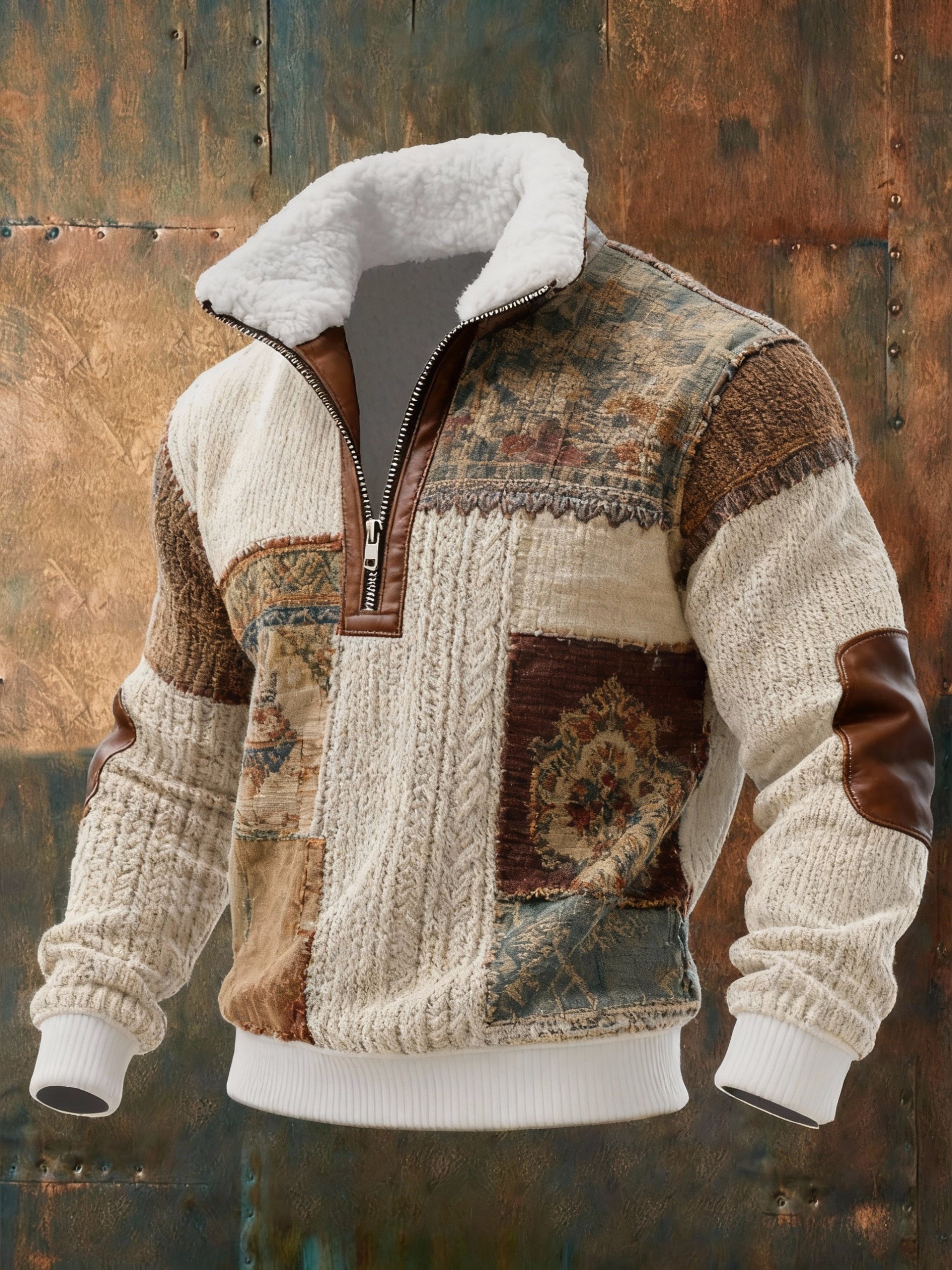 Sudadera geométrico estampado texturizado casual para hombre