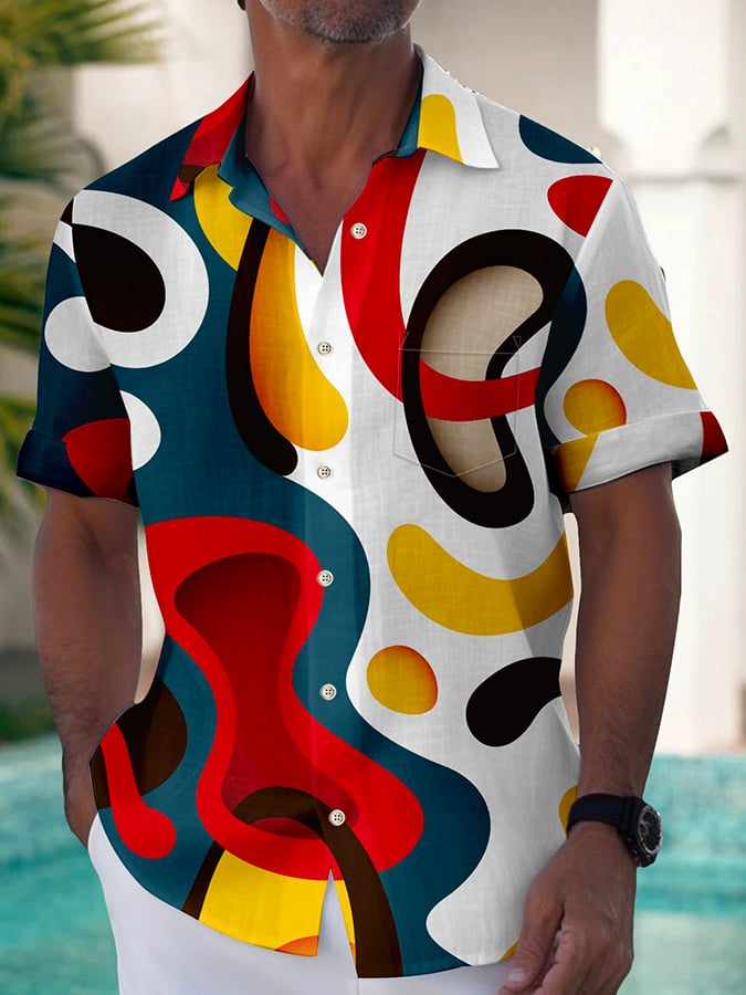 Camisa casual Holiday estampado de manga corta para hombre